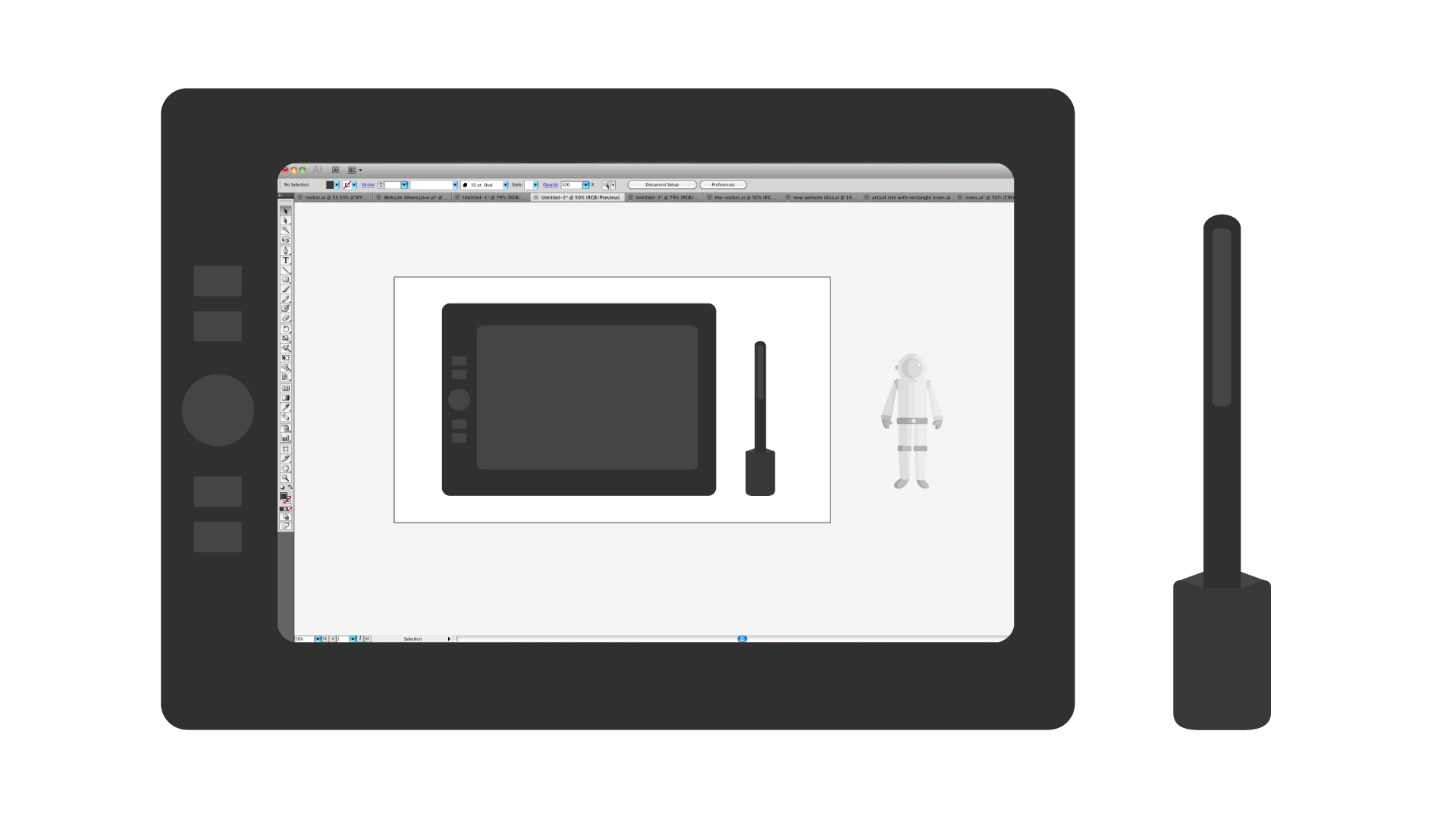 spaceman image on wacom tablet